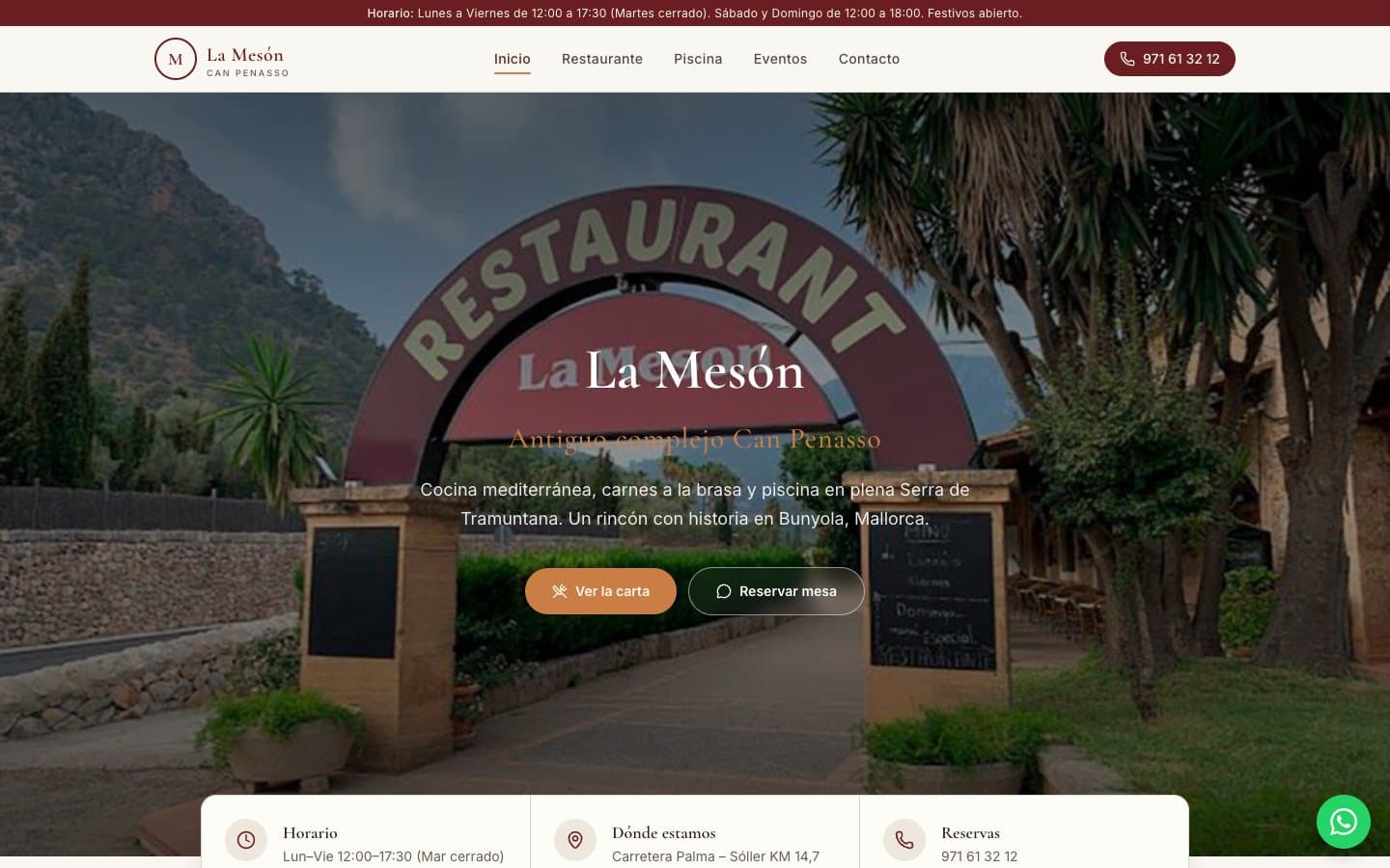 Captura del sitio de La Mesón