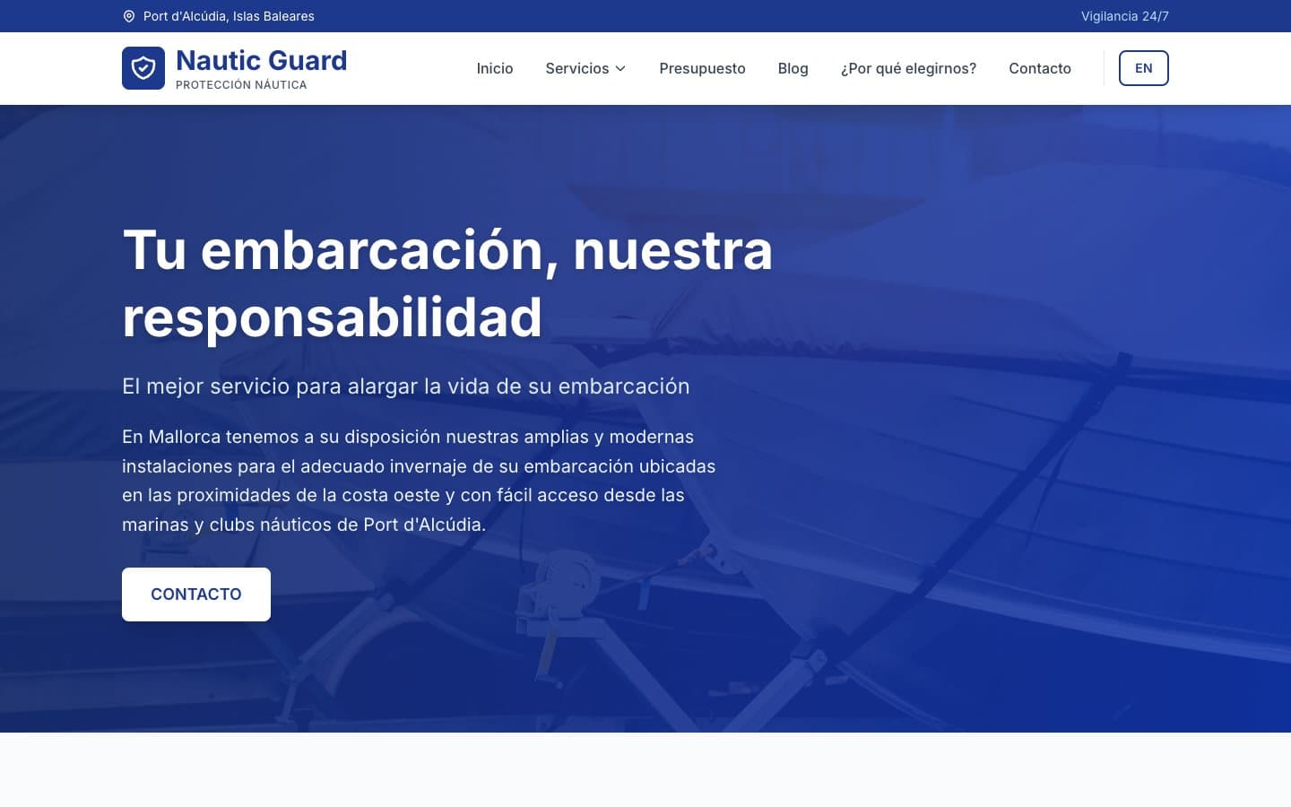 Captura del sitio de Nautic Guard
